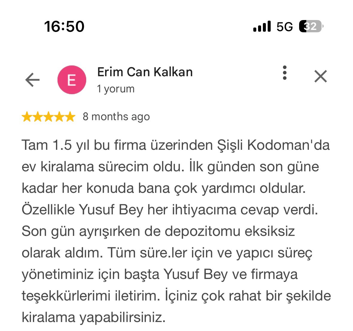 Google müşteri yorumu 15